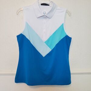 G/FORE Women’s Golf Polo Shirt Sleeveless Sz M Pronghorn Club Color Block